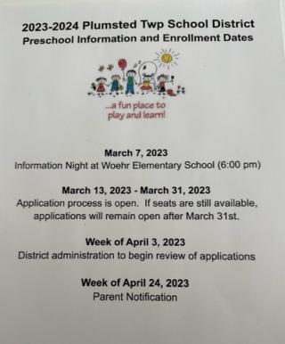 Preschool Information Sheet 