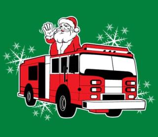 Santa atop a fire truck